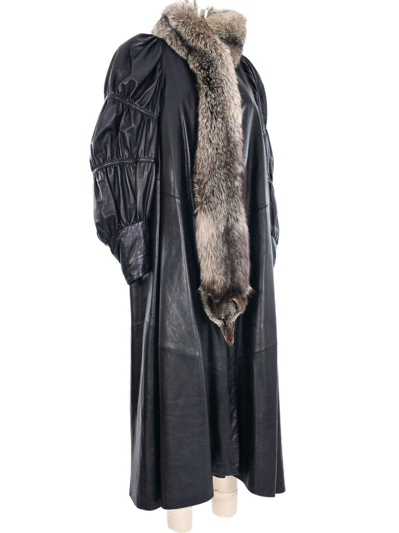 Full Fox Leather Duster Coat Outerwear arcadeshops.com