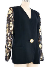 Sequin Accented Illusion Back Blazer Jacket arcadeshops.com