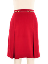 Celine Red Wool Horsebit Skirt Bottom arcadeshops.com