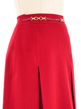 Celine Red Wool Horsebit Skirt Bottom arcadeshops.com