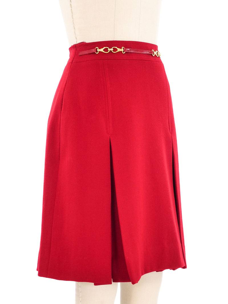 Celine Red Wool Horsebit Skirt Bottom arcadeshops.com