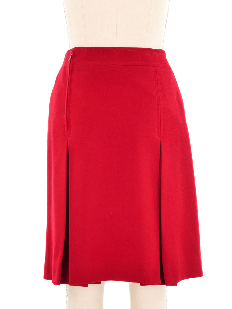 Celine Red Wool Horsebit Skirt Bottom arcadeshops.com