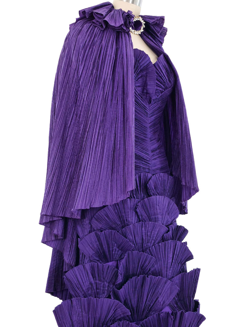 1985 Claude Petin Pleated Evening Ensemble Dress arcadeshops.com