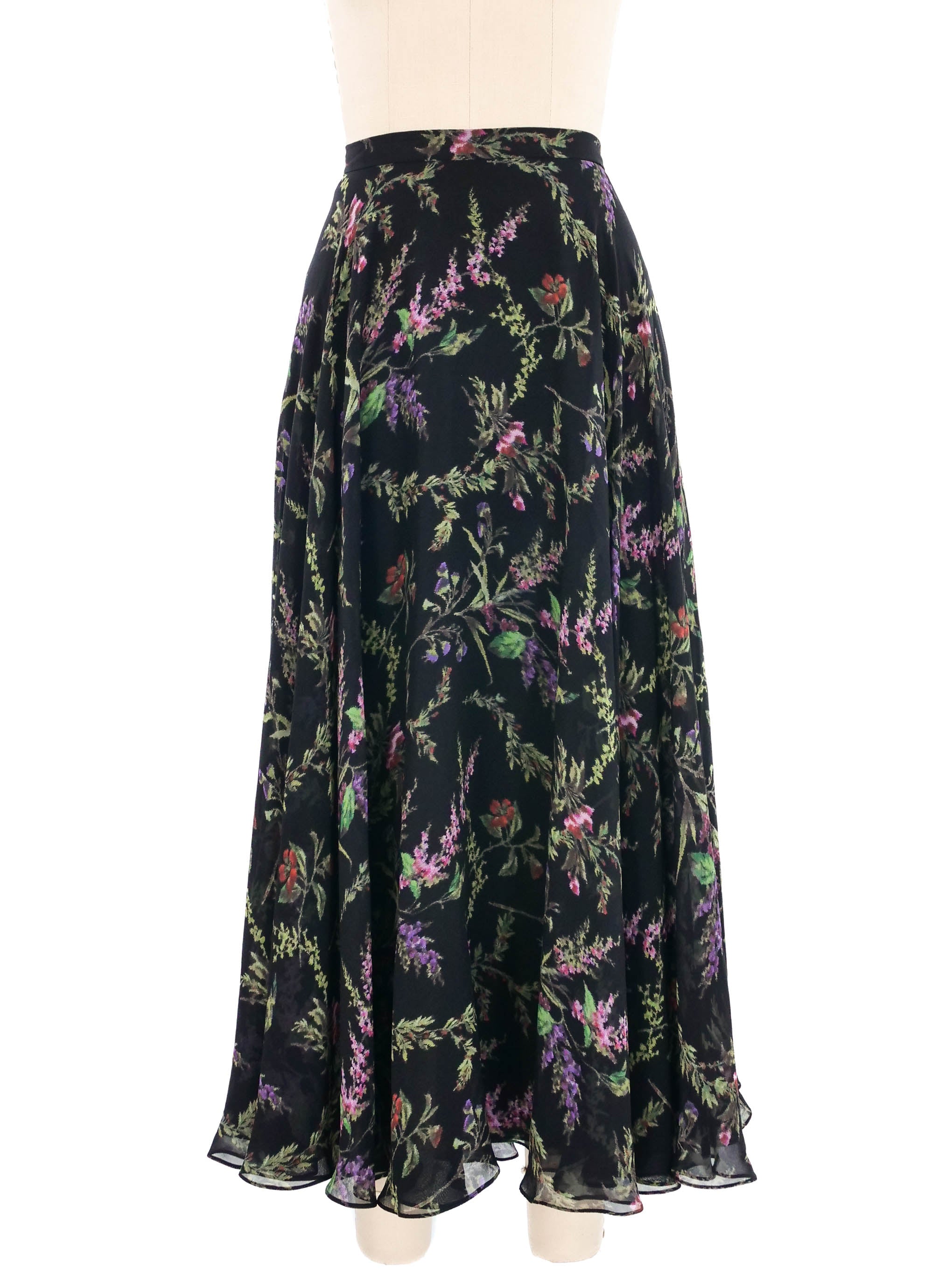 スカート Dior Midi Skirts Christian Dior Dark Floral Silk Midi Skirt