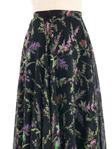 Christian Dior Dark Floral Silk Midi Skirt Bottom arcadeshops.com