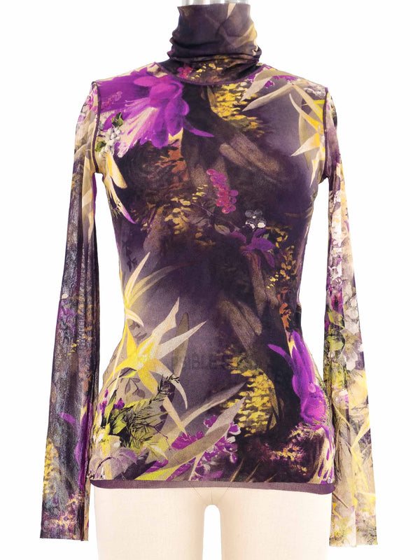Jean Paul Gaultier Palm Printed Mesh Top Top arcadeshops.com
