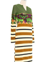 1990s Jean Paul Gaultier Eye of Horus Striped Jersey Dress Dress arcadeshops.com