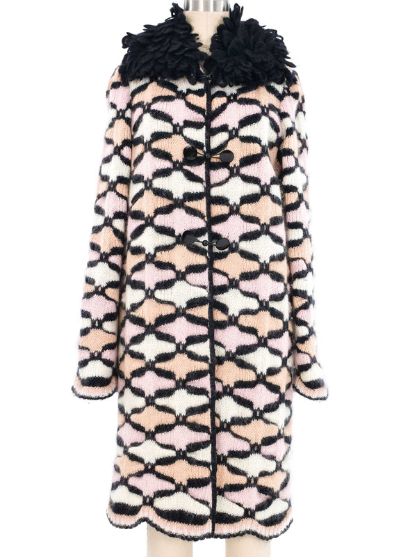 1990s Missoni Fringe Trimmed Patterned Knit Coat Jacket arcadeshops.com