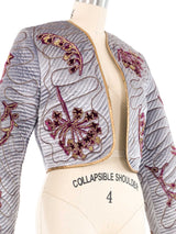 Silver Embroidered Velvet Quilt Jacket Jacket arcadeshops.com