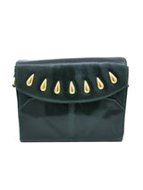 Escada Studded Forest Green Leather Bag Accessory arcadeshops.com