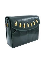 Escada Studded Forest Green Leather Bag Accessory arcadeshops.com