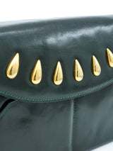 Escada Studded Forest Green Leather Bag Accessory arcadeshops.com