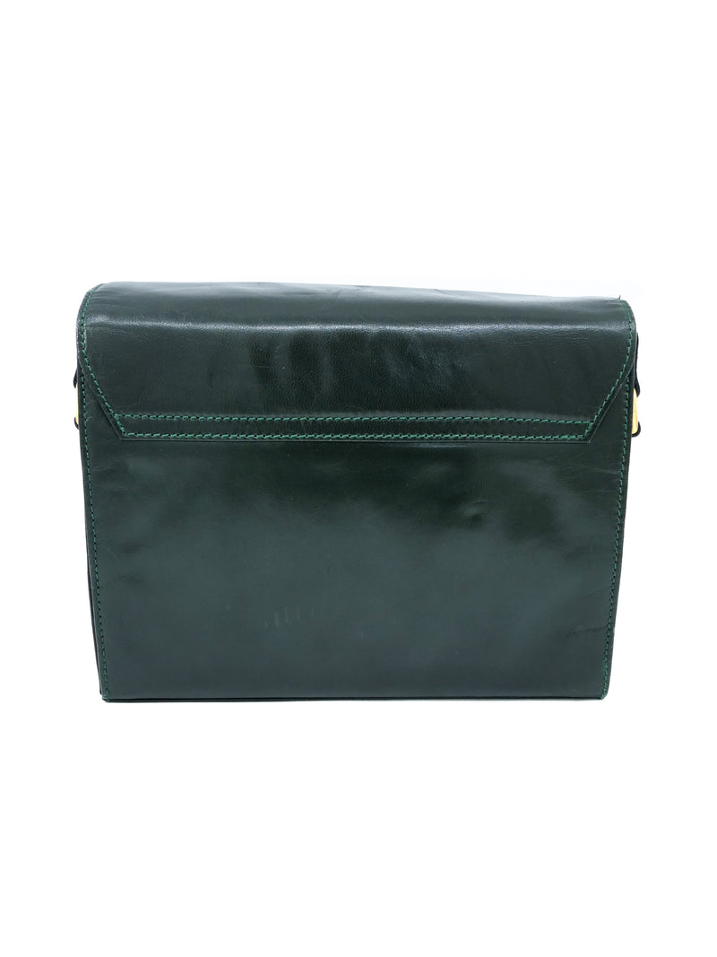 Escada Studded Forest Green Leather Bag Accessory arcadeshops.com