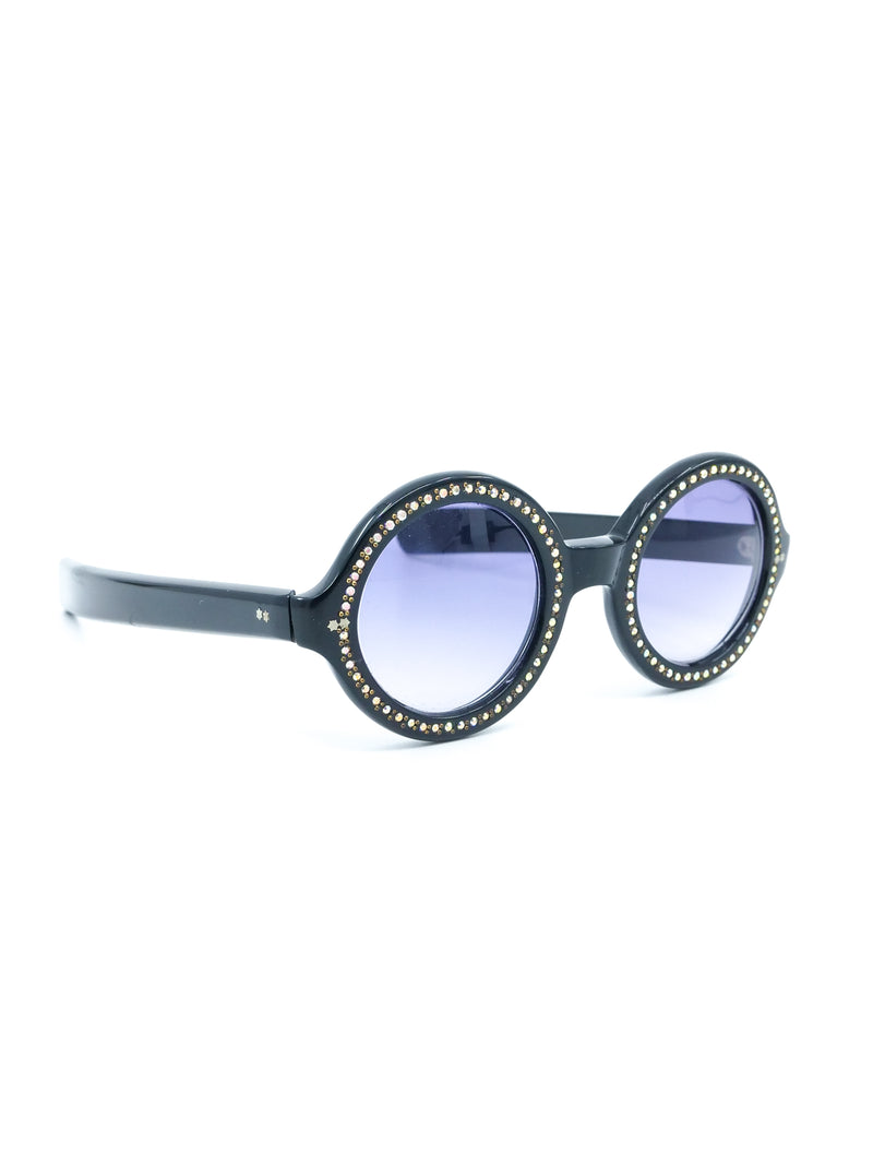 1960s French Rhinestoned Round Sunglasses Accessory arcadeshops.com