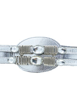 Crystal Accented Silver Foil Waist Belt Accessory arcadeshops.com