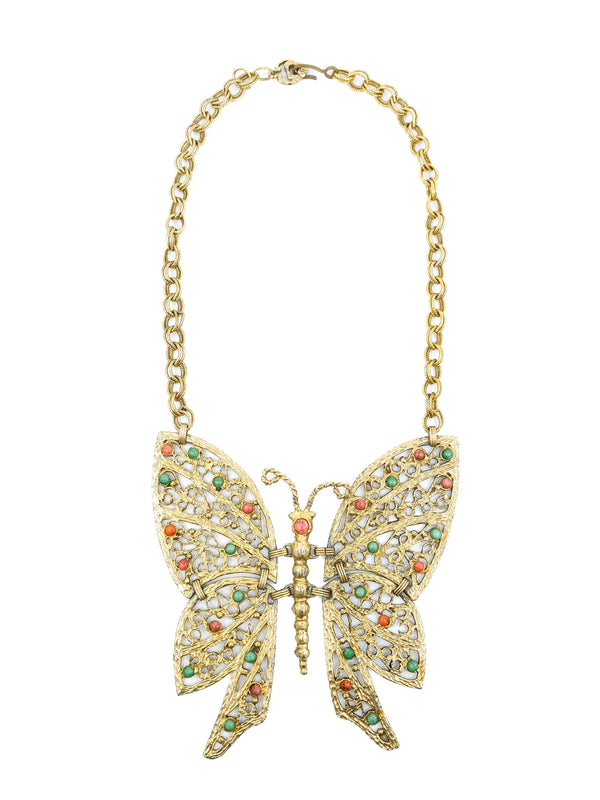 Goldtone Articulated Butterfly Necklace Accessory arcadeshops.com