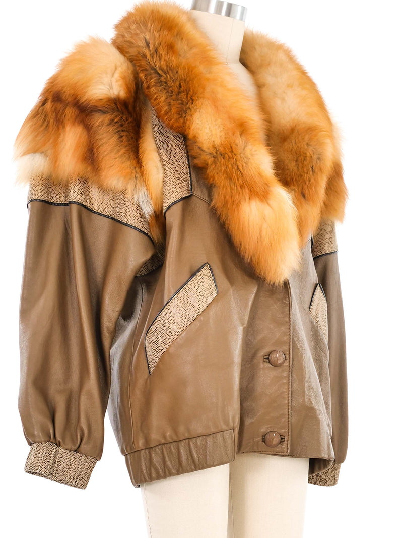 Marvin Richards Fur Trimmed Leather Coat Outerwear arcadeshops.com