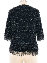 1960s Beaded Fringed Knit Top Top arcadeshops.com
