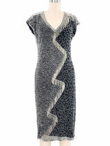 Fabrice Bead Embellished Zig Zag Metallic Dress Dress arcadeshops.com