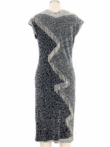 Fabrice Bead Embellished Zig Zag Metallic Dress Dress arcadeshops.com