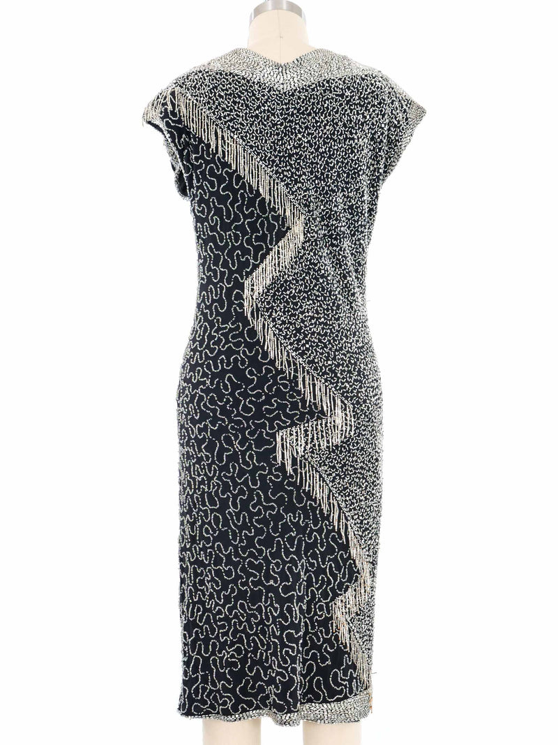 Fabrice Bead Embellished Zig Zag Metallic Dress Dress arcadeshops.com