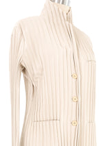 Issey Miyake Beige Pleated Cotton Jacket Jacket arcadeshops.com