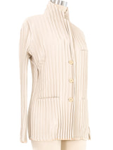 Issey Miyake Beige Pleated Cotton Jacket Jacket arcadeshops.com