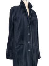 Issey Miyake Black Pleated Cotton Jacket Jacket arcadeshops.com