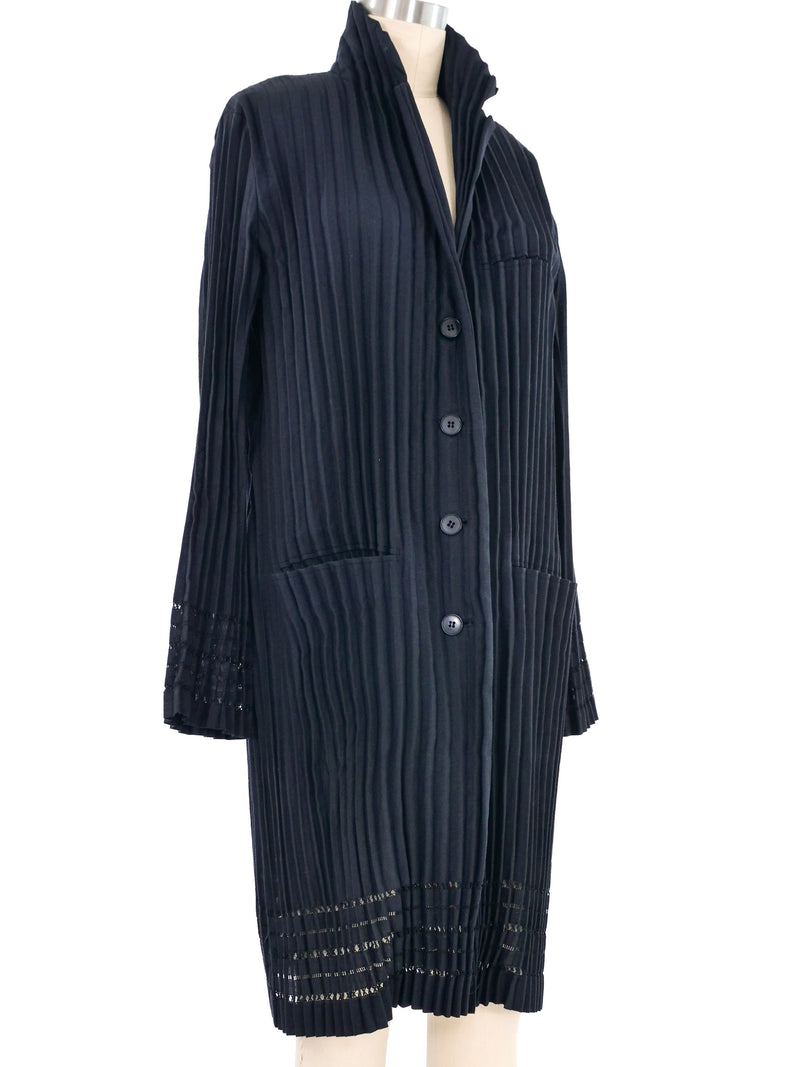 Issey Miyake Black Pleated Cotton Jacket Jacket arcadeshops.com