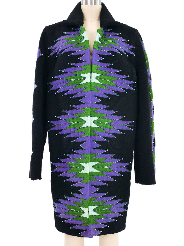 Black Beaded Wool Chimayo Coat Outerwear arcadeshops.com