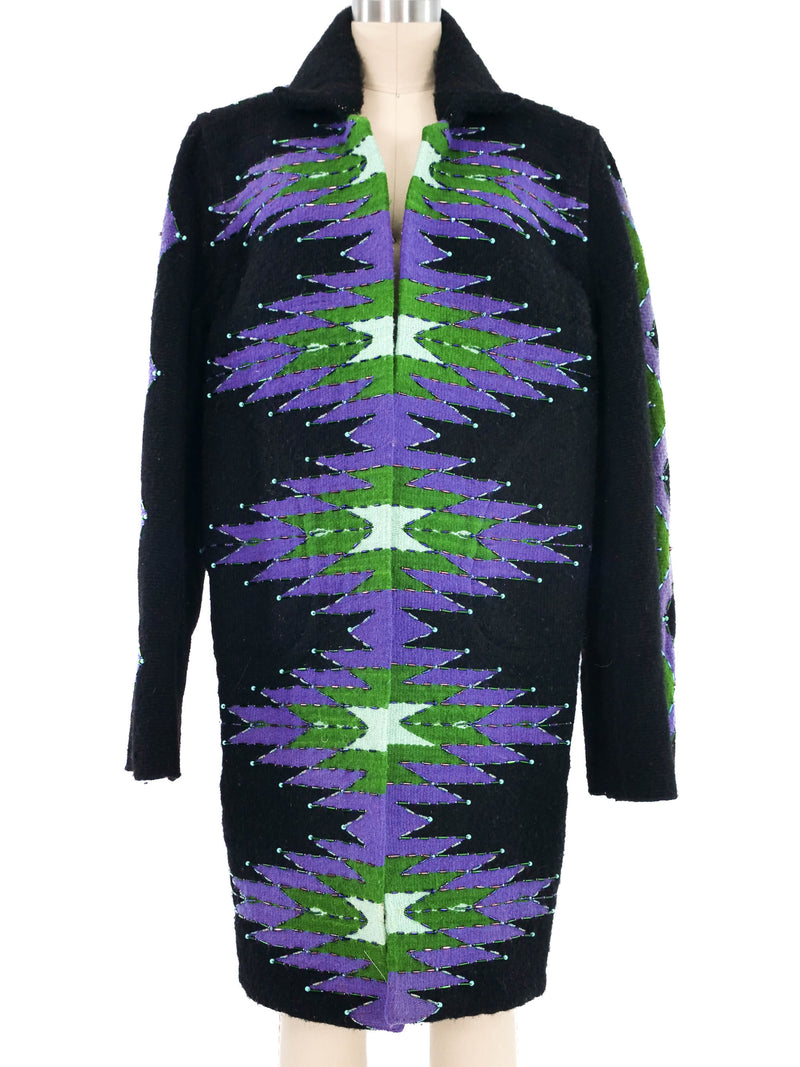 Black Beaded Wool Chimayo Coat Outerwear arcadeshops.com