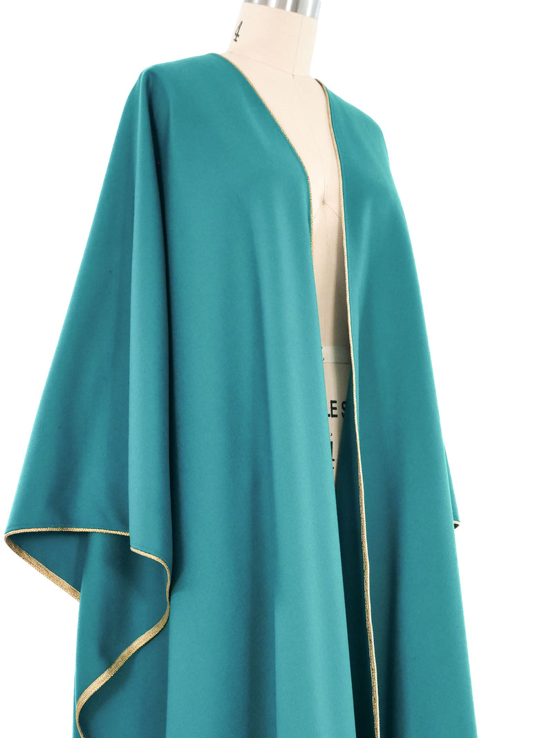 1970s Yves Saint Laurent Teal Wool Cape Outerwear arcadeshops.com