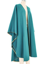 1970s Yves Saint Laurent Teal Wool Cape Outerwear arcadeshops.com