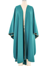 1970s Yves Saint Laurent Teal Wool Cape Outerwear arcadeshops.com