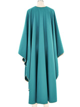 1970s Yves Saint Laurent Teal Wool Cape Outerwear arcadeshops.com