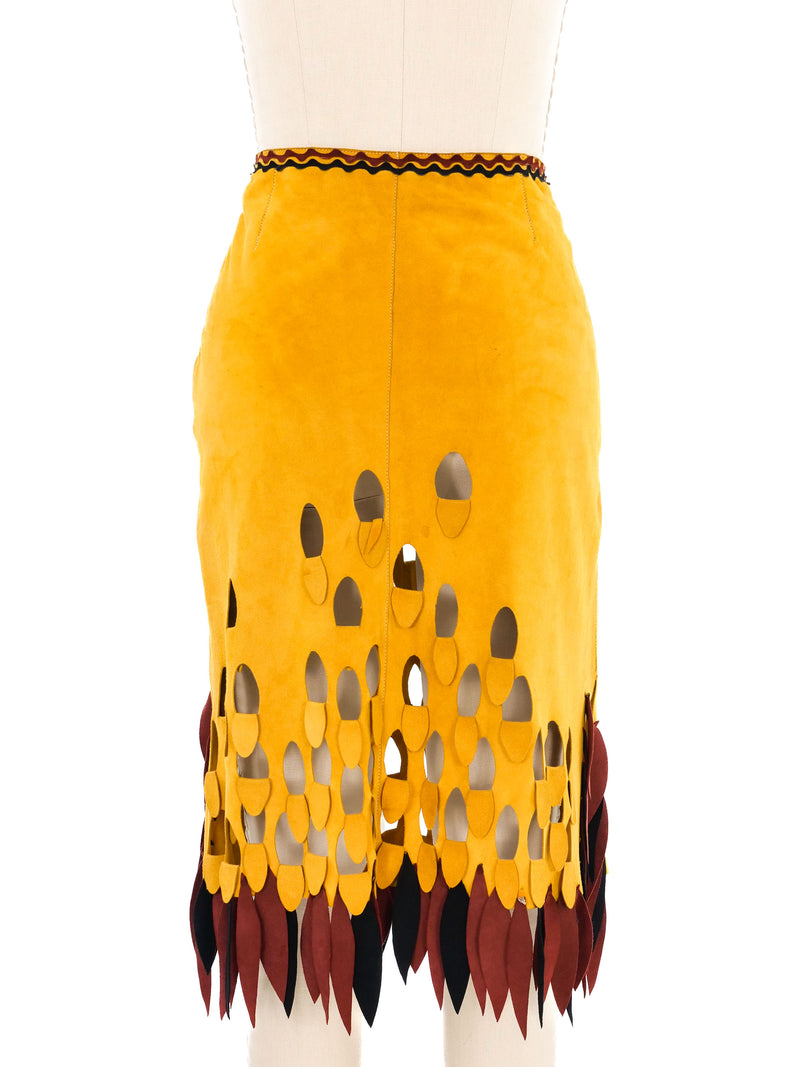 Laser Cut Suede Skirt Bottom arcadeshops.com