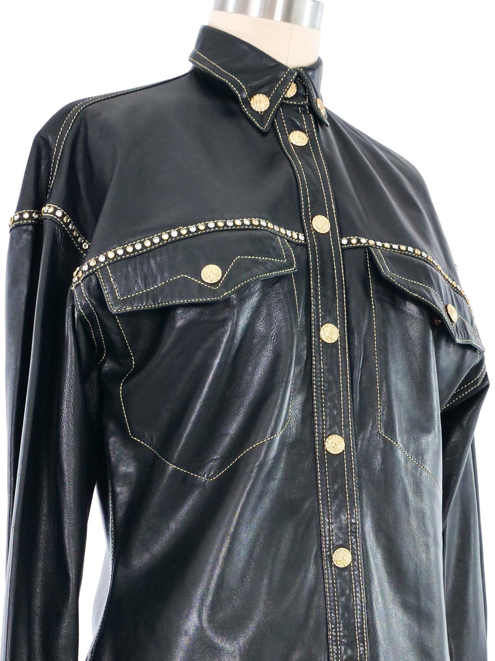 1992 Gianni Versace Western Studded Leather Shirt
