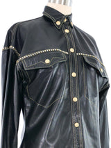 1992 Gianni Versace Western Studded Leather Shirt Top arcadeshops.com