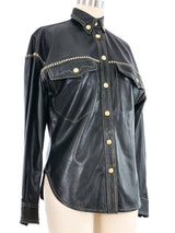 1992 Gianni Versace Western Studded Leather Shirt Top arcadeshops.com