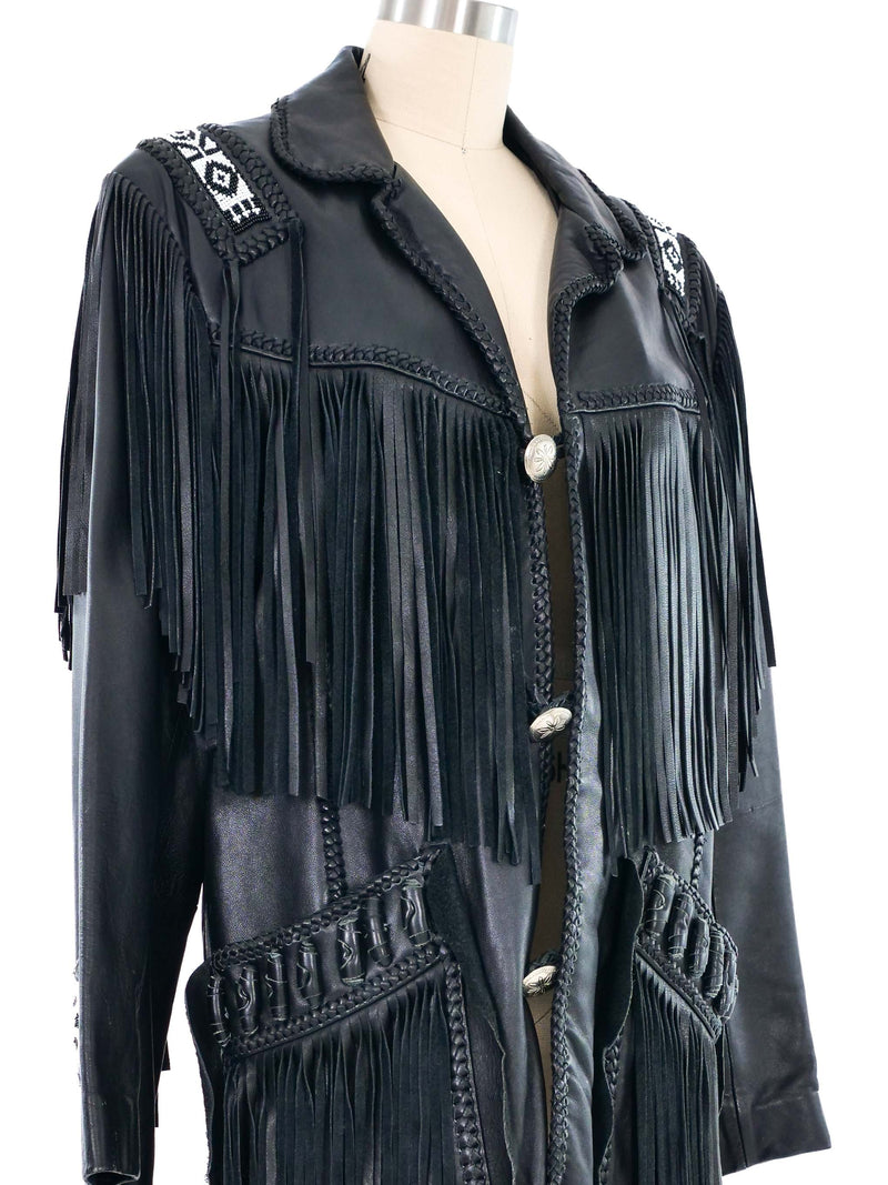 Western Fringed Leather Jacket Jacket arcadeshops.com