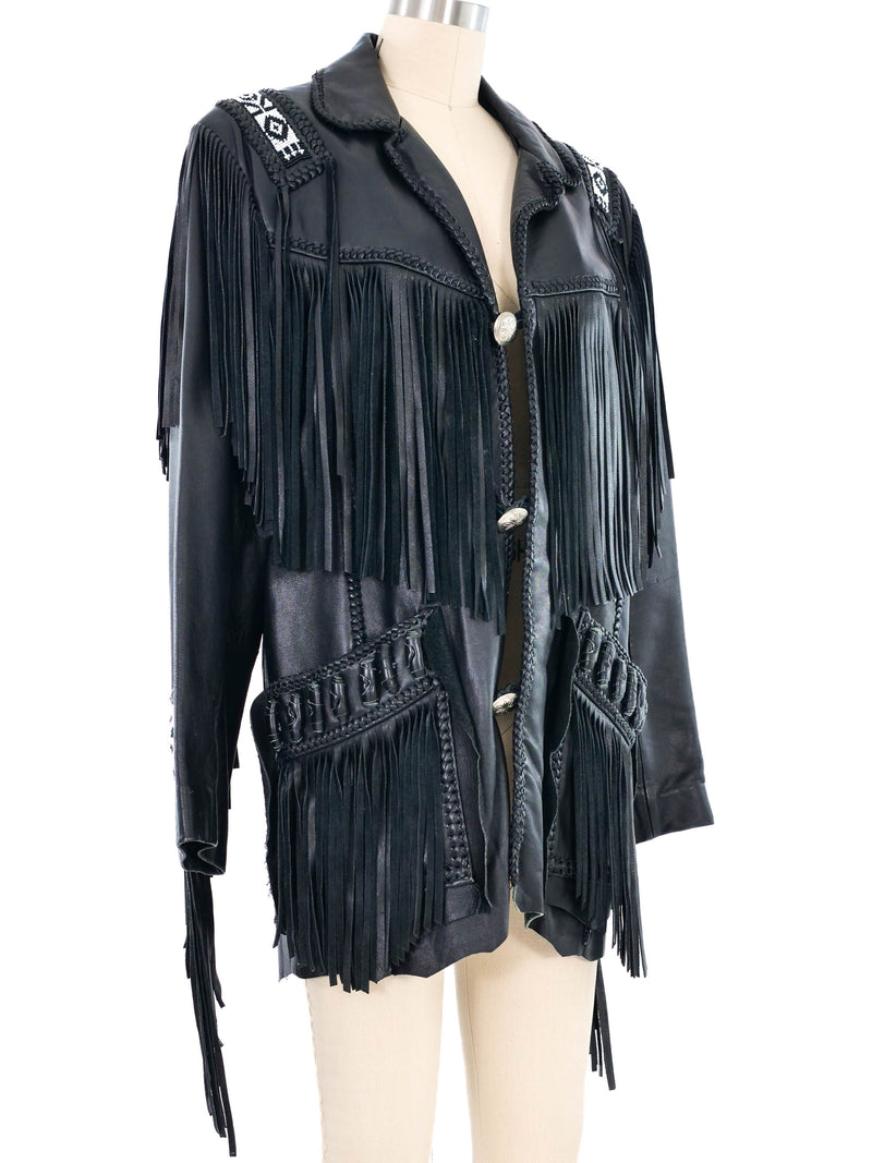 Western Fringed Leather Jacket Jacket arcadeshops.com