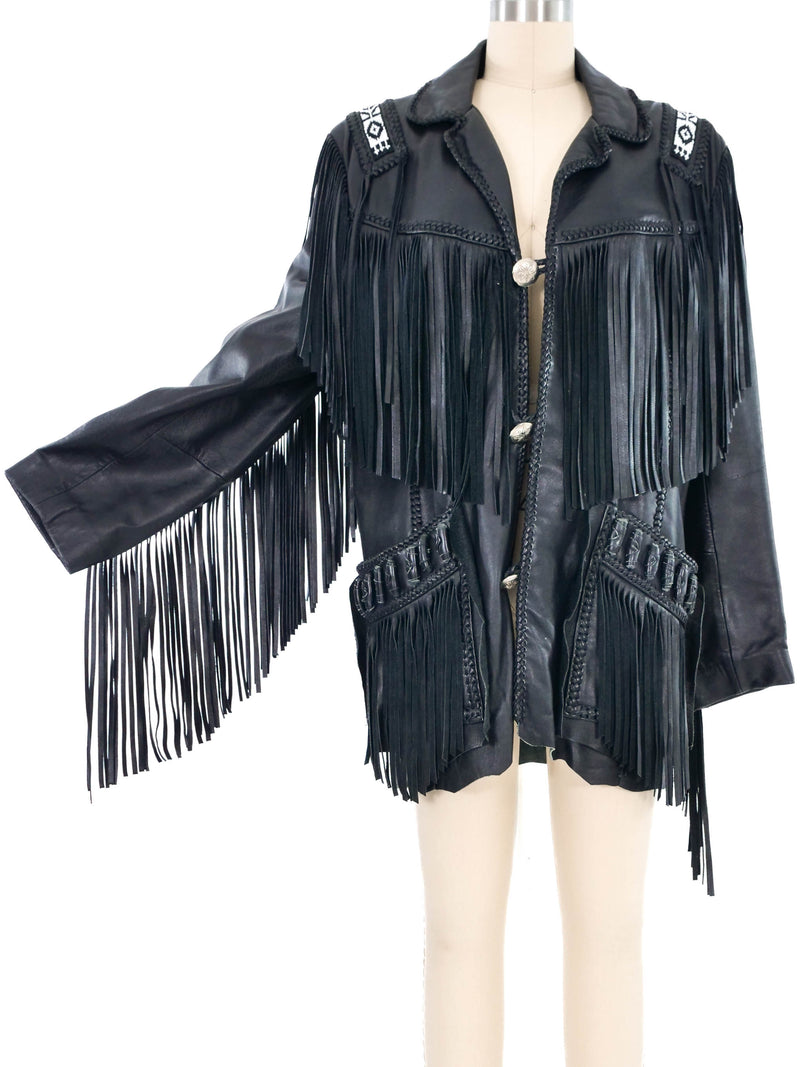 Western Fringed Leather Jacket Jacket arcadeshops.com