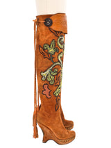 Gianfranco Ferre Embellished Suede Over The Knee Boots, 37 Accessory arcadeshops.com