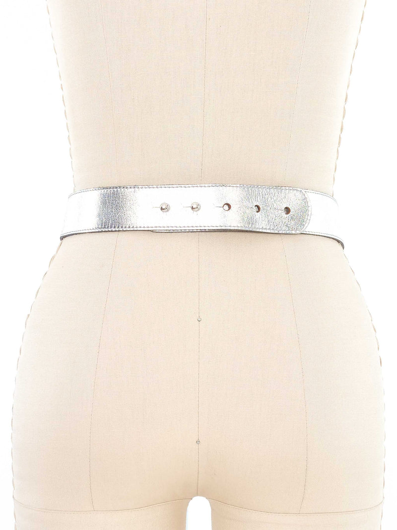 Crystal Accented Silver Foil Waist Belt Accessory arcadeshops.com