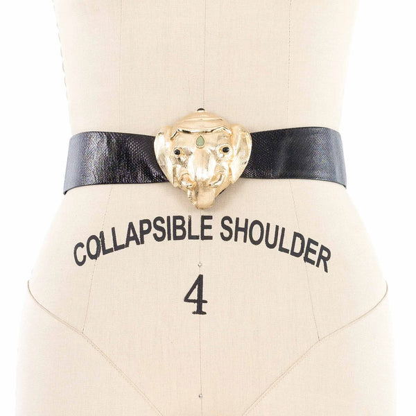 Judith Leiber VTG Gold Elephant Statement Belt Judith Leiber Jeweled Gilt Metal Elephant Buckle Belt c  main image 2