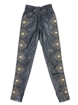 1992 Gianni Versace Western Studded Leather Pants Bottom arcadeshops.com