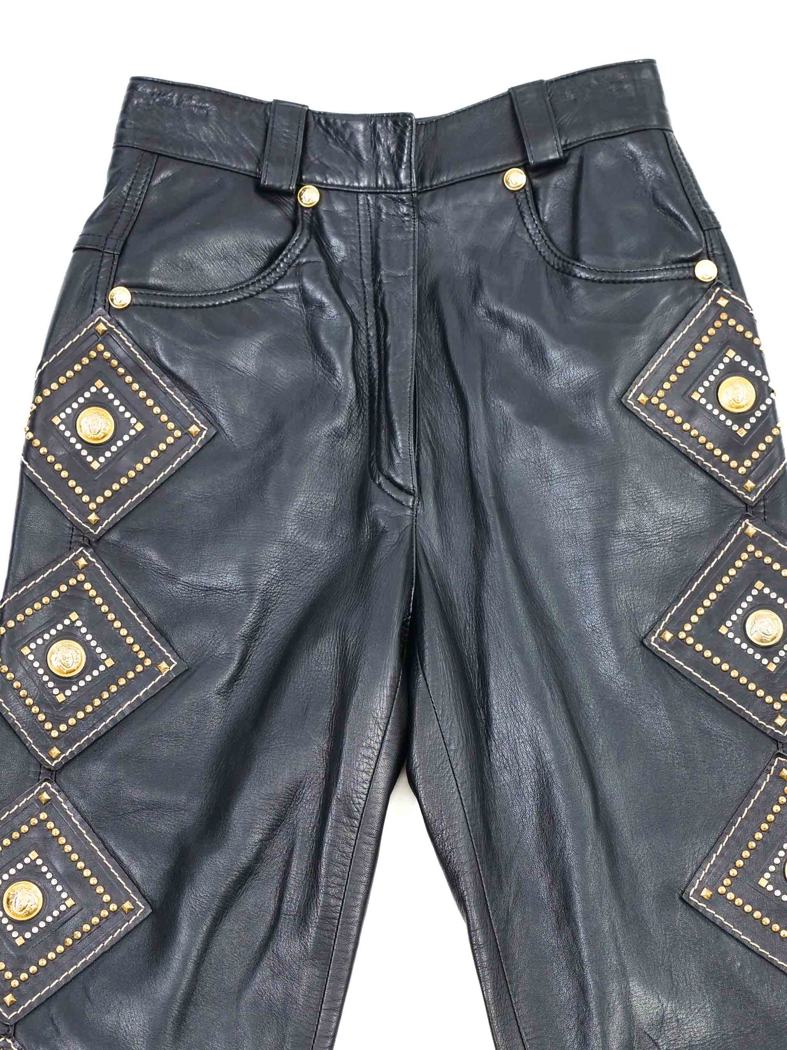 1992 Gianni Versace Western Studded Leather Pants