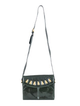 Escada Studded Forest Green Leather Bag Accessory arcadeshops.com