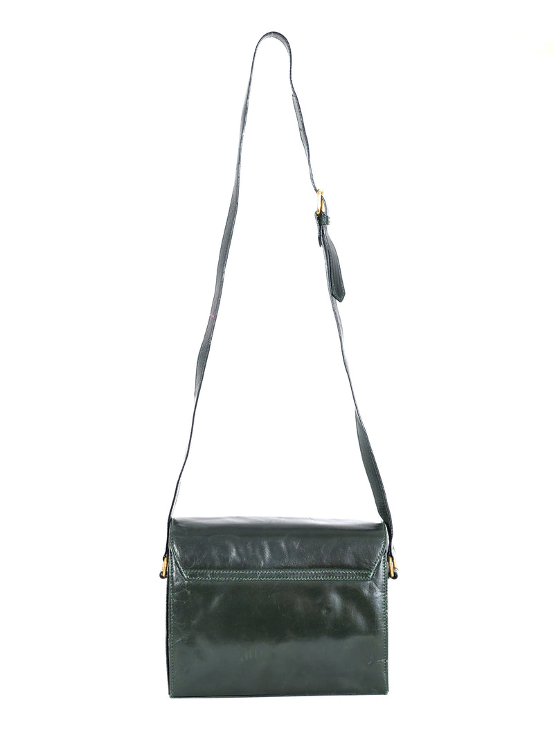 Escada Studded Forest Green Leather Bag Accessory arcadeshops.com