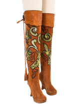 Gianfranco Ferre Embellished Suede Over The Knee Boots, 37 Accessory arcadeshops.com